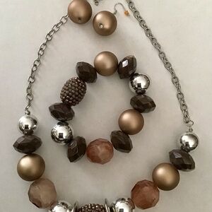 Paparazzi Bronze and Silver Statement Necklace Set